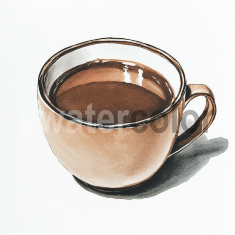 Watercolor coffee light brown ceramic cup