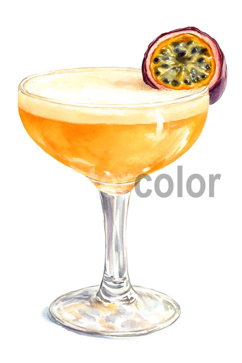 Watercolor orange cocktail Illustration