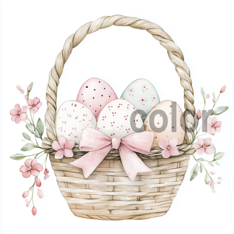 Pastel Easter Basket with Flowers