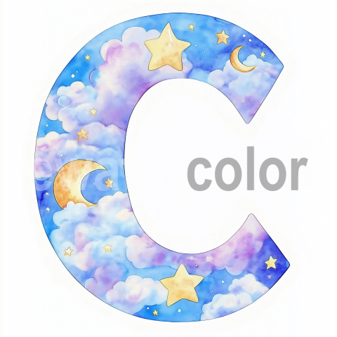 Watercolor Dreamy Cloud Letter C