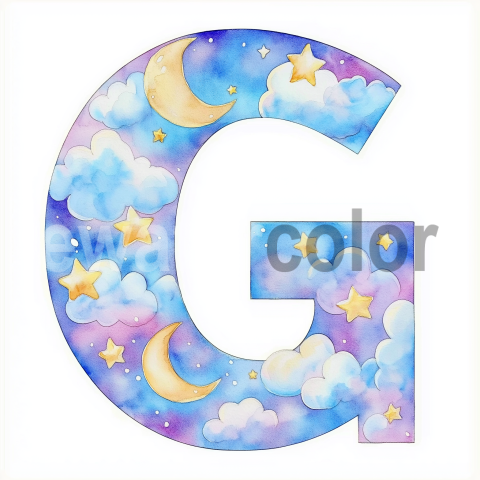 Watercolor Dreamy Cloud Letter G