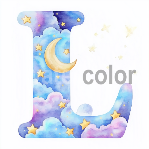 Watercolor Dreamy Cloud Letter L