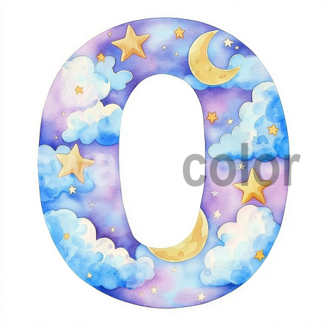 Watercolor Dreamy Cloud Letter O