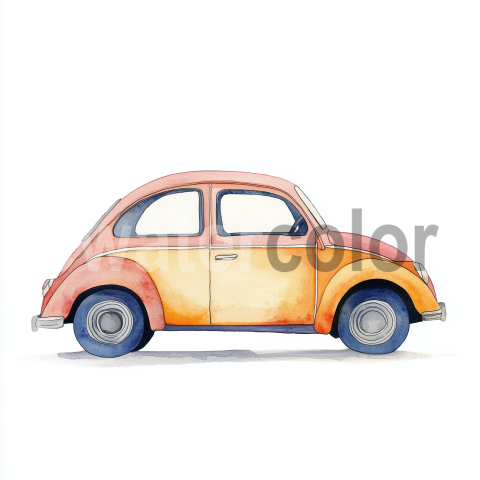 Watercolor Vintage Car Illustration