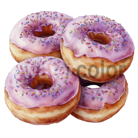 Purple glazed watercolor donuts