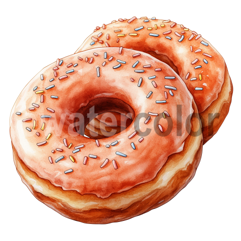 Watercolor orange donuts transparent background