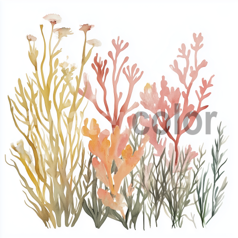 Muted beautiful corals with sea grass